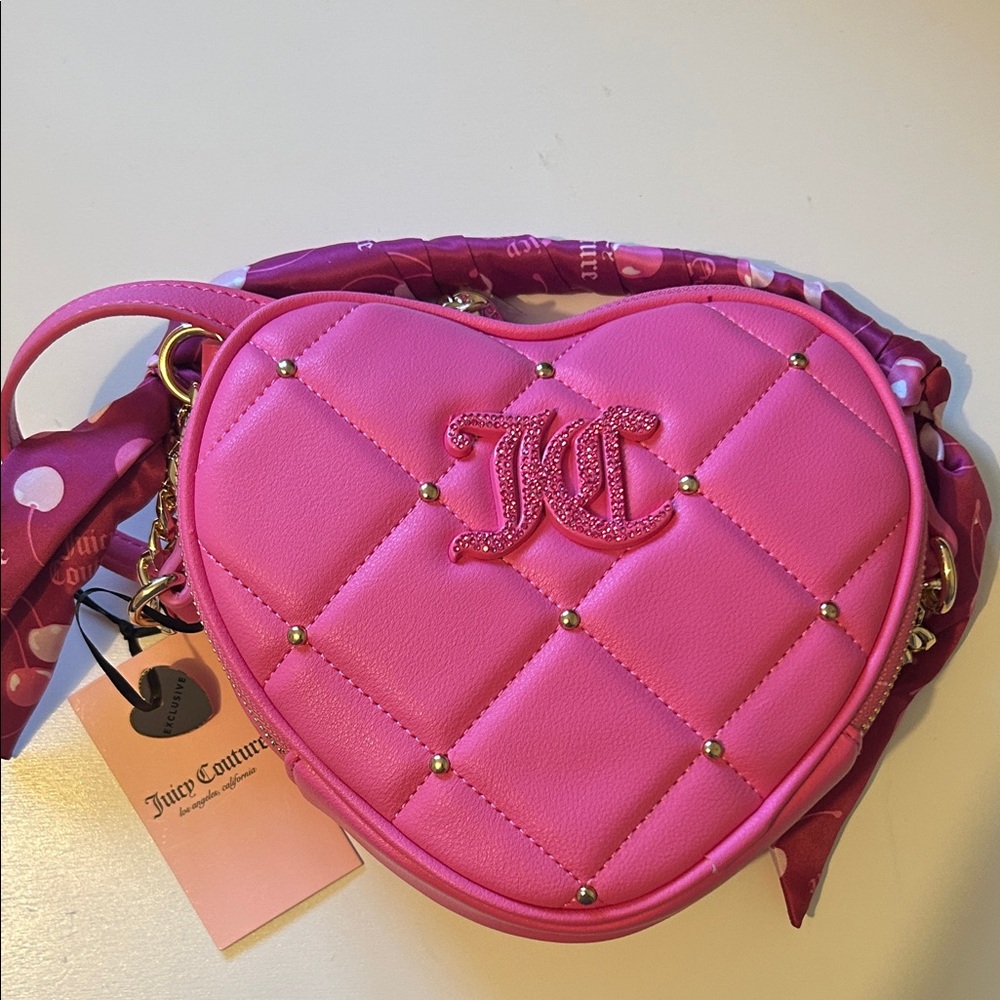 Juicy Couture Vibrant Pink Heart Crossbody Bag
